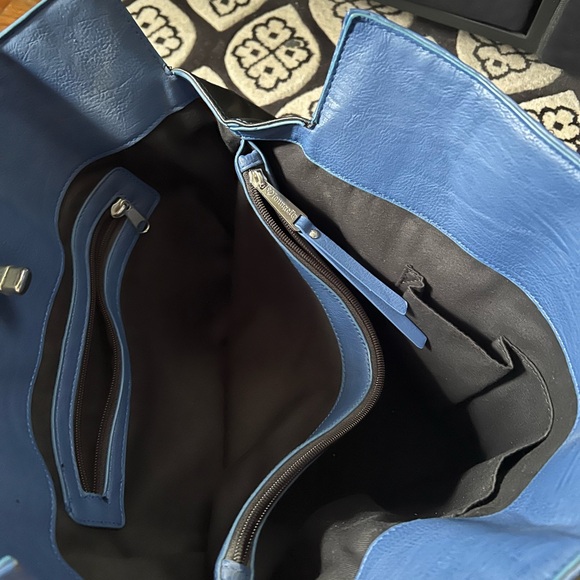 Loungefly Blue and Black sugar skull Embossed Tote with wristlet Wallet - Picture 6 of 14